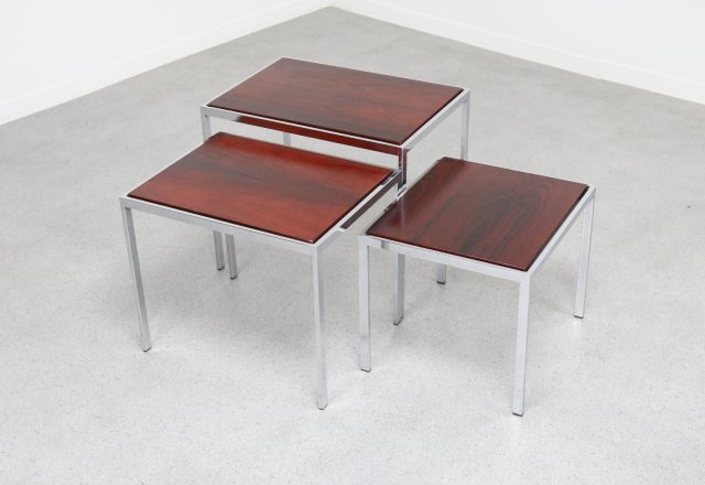 Cees Braakman reversible nesting tables - Pastoe 1960s - Mid century Dutch design Rosewood side table - Vintage palissander bijzettafels miniset 4