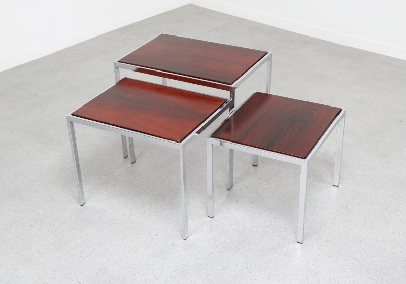 Cees Braakman reversible nesting tables - Pastoe 1960s - Mid century Dutch design Rosewood side table - Vintage palissander bijzettafels miniset 4