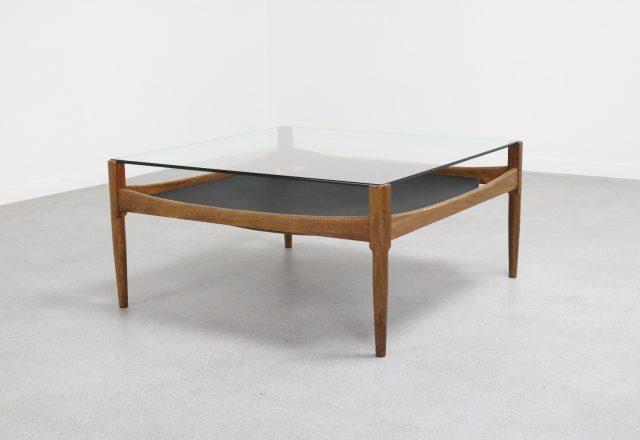 Kristian Vedel - Søren Willadsen Modus coffee table leather & teak 1960s - Mid century Danish design side table 1