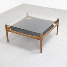 Kristian Vedel - Søren Willadsen Modus coffee table leather & teak 1960s - Mid century Danish design side table 3