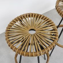 Rare Dirk van Sliedregt - Rohe Noordwolde - mid century Dutch design wicker bar stools - Vintage Nederlands design rotan barkrukken 4