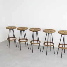 Rare Dirk van Sliedregt - Rohe Noordwolde - mid century Dutch design wicker bar stools - Vintage Nederlands design rotan barkrukken 5