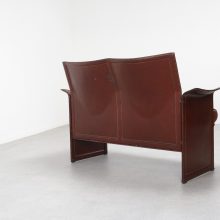 Tito Agnoli Matteo Grassi Korium 2 seater sofa in red leather, Italy 1970s - Mid century Italian design seating 6