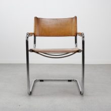 Vintage Mart Stam s34 cantilever Bauhaus dining chairs - Mid century saddle leather arm chairs 2