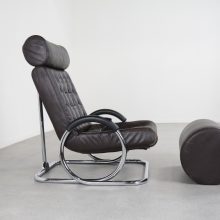 Vitage Leather Synchro reclining lounge chair - Prototeam Design Team Herman Miller 1970s - Vintage design lederen fauteuil 3