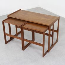 Arne Hovmand Olsen - Mogens Kold 1960s Mid century Danish teak mini set nesting tables - Vintage Deense bijzettafels 1