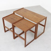 Arne Hovmand Olsen - Mogens Kold 1960s Mid century Danish teak mini set nesting tables - Vintage Deense bijzettafels 2