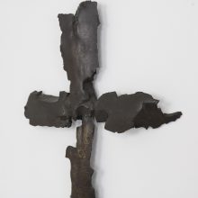 Large Brutalist cross in bronze - Mid century Brutalist wall sculpture 1960s - Vintage kruis wandsculptuur in brons 3