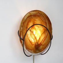 Mid century glass disc wrought iron wall lamp 1970s 1980s 6