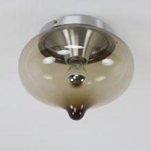 Vintage Dijkstra Lampen druppel ceiling lamp 1960s - Mid century Dutch design smoked glass flush mount 1