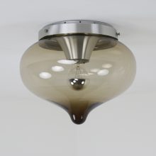 Vintage Dijkstra Lampen druppel ceiling lamp 1960s - Mid century Dutch design smoked glass flush mount 3