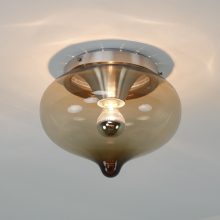 Vintage Dijkstra Lampen druppel ceiling lamp 1960s - Mid century Dutch design smoked glass flush mount 6