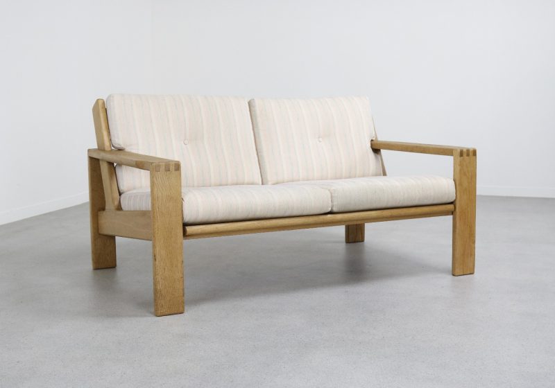 Vintage solid oak \'Bonanza\' 2 seater sofa - Esko Pajamies Asko Finland 1960s - Mid century Finnish sofa 1