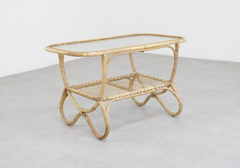 Dirk van Sliedregt - Rohé Noordwolde vintage rotan salontafel 1950s 1960s - Mid century Dutch design rattan coffee table 8