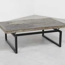 Early Brutalist slate coffee table Paul Kingma 1960s 1962 The Netherlands - Mid century Dutch design brutalism 9