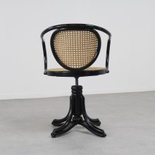 Gebrüder Thonet ZPM Radomsko Model 5501 swivel office chair 1900s - Vintage rattan bentwood captain chair 6