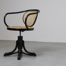 Gebrüder Thonet ZPM Radomsko Model 5501 swivel office chair 1900s - Vintage rattan bentwood captain chair 9