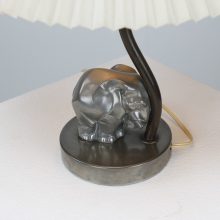 George Nilsson Gero 1930s Art Deco tinnen olifant tafellamp - Dutch modernist design elephant table lamp 5