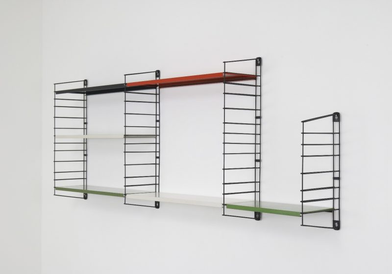 Large vintage Tomado Holland D Dekker shelves wall unit 1950s - Vintage Nederlands industrieel design wandsysteem 1