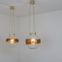 Murano glass & brass Kaiser Leuchten hanging lamps 1970s - Mid century German design lights - Vintage muranoglas hanglampen 7