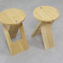 Pair of vintage TS folding stools - Roger Tallon - Sentou 1970s France - Mid century French design stool 2