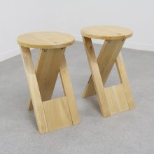 Pair of vintage TS folding stools - Roger Tallon - Sentou 1970s France - Mid century French design stool 4