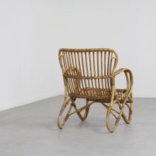 Rohe Noordwolde vintage rotan fauteuil 1950s 1960s - Mid century Dutch design rattan lounge chair 6