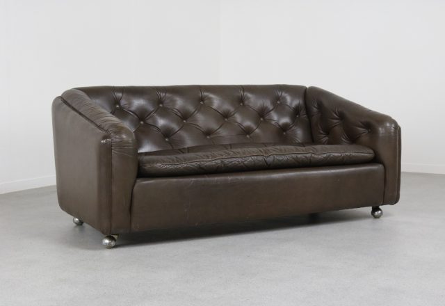 Vintage Geoffrey Harcourt for Artifort leather C610 2 seater sofa 1960s - Vintage Nederlands design Artifort 2 zits bank 1