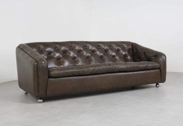 Vintage Geoffrey Harcourt for Artifort leather C610 3 seater sofa 1960s - Vintage Nederlands design Artifort 3 zits bank 1