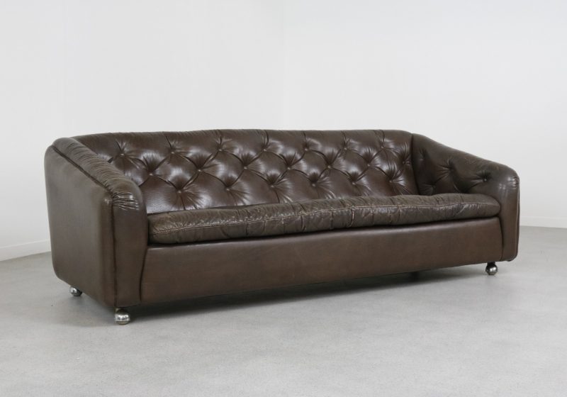 Vintage Geoffrey Harcourt for Artifort leather C610 3 seater sofa 1960s - Vintage Nederlands design Artifort 3 zits bank 1