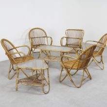 Vintage Rohe Noordwolde rotan fauteuils 1950s 1960s - Mid century Dutch design rattan lounge chairs 09