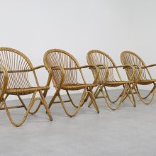 Vintage Rohe Noordwolde rotan fauteuils 1950s 1960s - Mid century Dutch design rattan lounge chairs 8