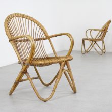 Vintage Rohe Noordwolde rotan fauteuils 1950s 1960s - Mid century Dutch design rattan lounge chairs2