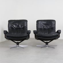 Vintage pair André Vandenbeuck King lounge chairs rosewood & leather 1960s Italy Strässle - Vintage Eames style fauteuils 7