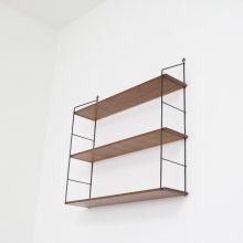 Vintage string wall unit solid teak & metal - Mid century Dutch : German design shelving unit 1960s 6