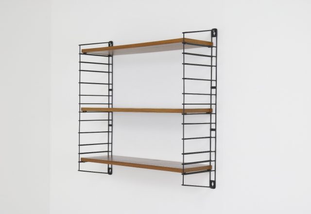 Vintage teak Tomado Holland D Dekker shelves wall unit 1950s - Vintage Nederlands industrieel design wandsysteem 1