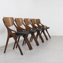 Arne Hovmand Olsen Mogens Kold sculptural mid century Danish dining chairs - Vintage Deense eetkamerstoelen 1960s 10