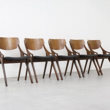 Arne Hovmand Olsen Mogens Kold sculptural mid century Danish dining chairs - Vintage Deense eetkamerstoelen 1960s 9