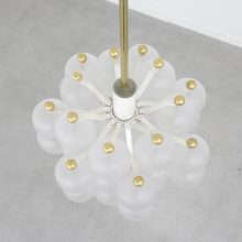 J T Kalmar Tulipan style brass glass ball chandelier - Mid century Austrian design hanging lamp 1960s 2