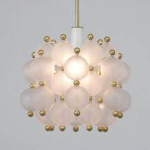 J T Kalmar Tulipan style brass glass ball chandelier - Mid century Austrian design hanging lamp 1960s 6