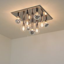 Large vintage Staff flush mount Motoko Ishii 1960s - Mid century chromed ceiling light 6