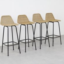 Vintage Nederlands design barkrukken Dirk van Sliedregt - Rohe Noordwolde - mid century Dutch design wicker bar stools 1960s 1