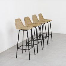 Vintage Nederlands design barkrukken Dirk van Sliedregt - Rohe Noordwolde - mid century Dutch design wicker bar stools 1960s 3