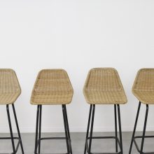 Vintage Nederlands design barkrukken Dirk van Sliedregt - Rohe Noordwolde - mid century Dutch design wicker bar stools 1960s 4