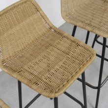 Vintage Nederlands design barkrukken Dirk van Sliedregt - Rohe Noordwolde - mid century Dutch design wicker bar stools 1960s 5