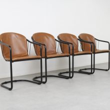 Gastone Rinaldi - Cantilever wire cognac leather dining chairs Fasem International - Mid century Italian design chairs 1980s 1990s 5 Gastone Rinaldi - Cantilever wire cognac leather dining chairs Fasem International - Mid century Italian design chairs 1980s 1990s 5