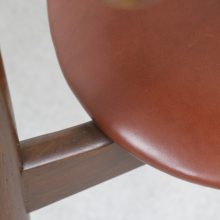 Vintage Hans J Wegner \\'Heart\\' chair Fritz Hansen - stained oak & leather Denmark 1950s - Mid century Danish leather dining chair 10