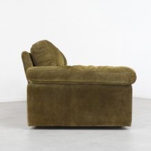 Vintage Tito Agnoli \'Petronio\' 2 seater sofa Poltrona Frau olive green suede leather 1970s - Mid century Italian designer seating 11