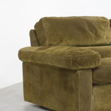 Vintage Tito Agnoli \'Petronio\' 2 seater sofa Poltrona Frau olive green suede leather 1970s - Mid century Italian designer seating 2