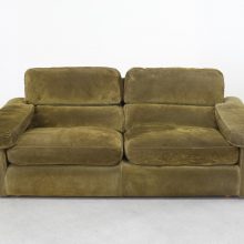 Vintage Tito Agnoli \'Petronio\' 2 seater sofa Poltrona Frau olive green suede leather 1970s - Mid century Italian designer seating 4